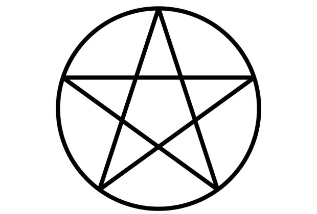 Um pentagrama dentro de um círculo